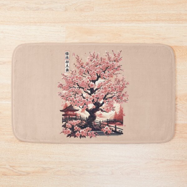 Item preview, Blossoming Serenity: Elegant Cherry Blossom and Pagoda Artwork designed and sold by Designowner.