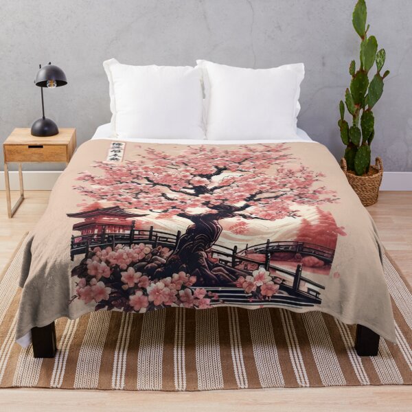 Item preview, Blossoming Serenity: Elegant Cherry Blossom and Pagoda Artwork designed and sold by Designowner.