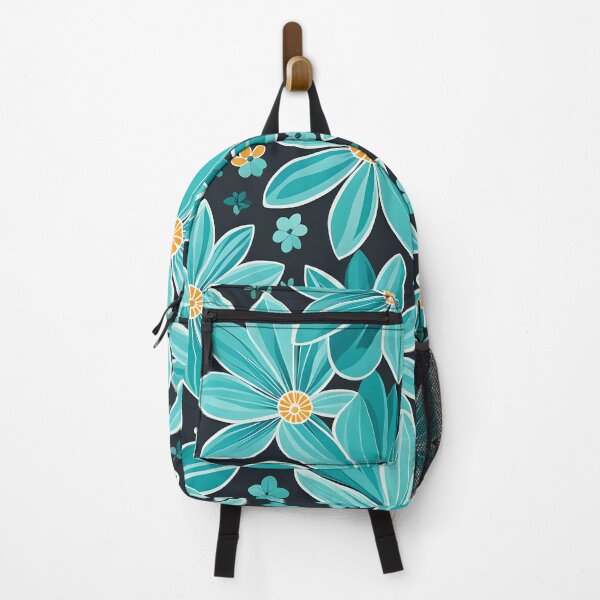 Item preview, Mid Century Modern Botanical Flower Pattern Cyan designed and sold by Prints and Lifestyle.