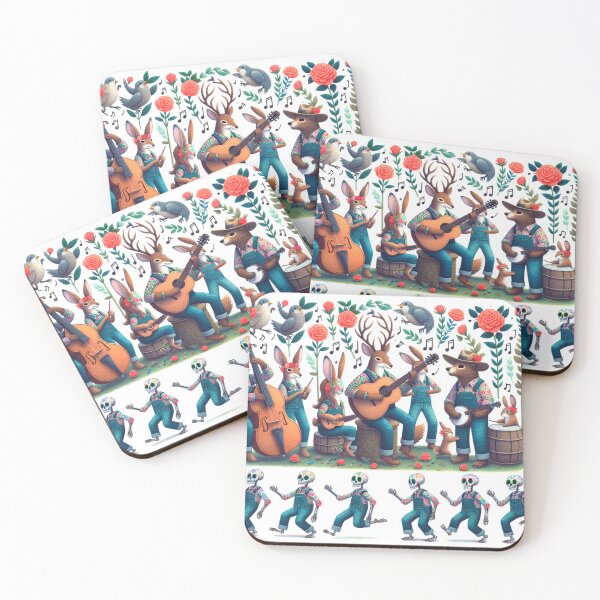 Item preview, Forest Animal Folk Band and Dancing Skeletons in Overalls designed and sold by HippieFarms11.