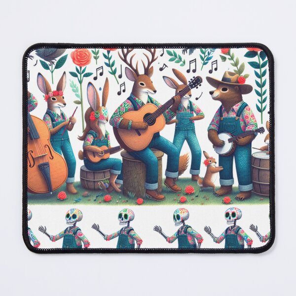 Item preview, Forest Animal Folk Band and Dancing Skeletons in Overalls designed and sold by HippieFarms11.