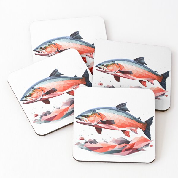 Item preview, polygon art salmon designed and sold by Cardsurveyors.