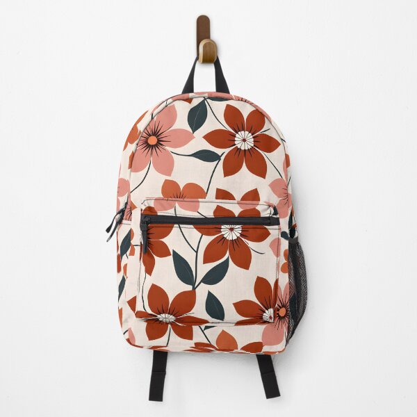 Item preview, Mid Century Modern Botanical Flower Pattern Burnt Sienna, Peach designed and sold by Prints and Lifestyle.