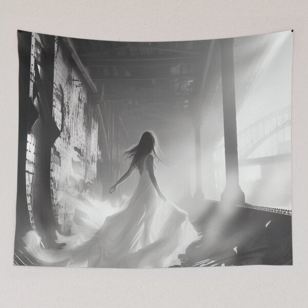 Item preview, Veiled Silhouettes: A Bridal Elegance Amidst Industrial Giants designed and sold by oanaunciuleanu.