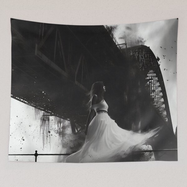 Item preview, Veiled Silhouettes: A Bridal Elegance Amidst Industrial Giants designed and sold by oanaunciuleanu.