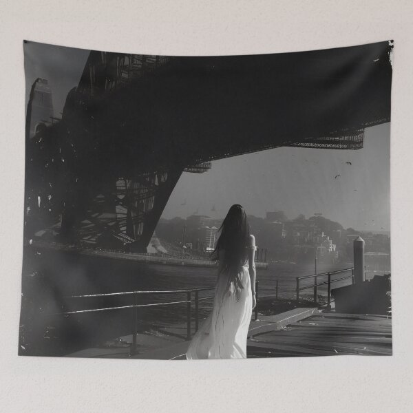 Item preview, Veiled Silhouettes: A Bridal Elegance Amidst Industrial Giants designed and sold by oanaunciuleanu.