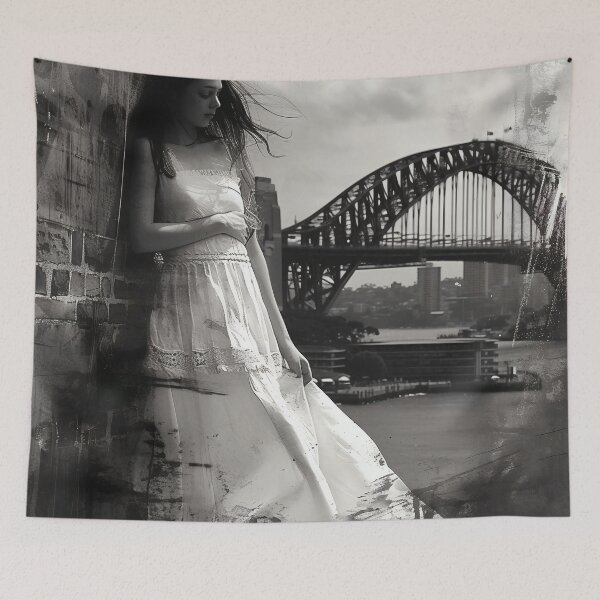 Item preview, Veiled Silhouettes: A Bridal Elegance Amidst Industrial Giants designed and sold by oanaunciuleanu.