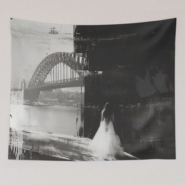 Item preview, Veiled Silhouettes: A Bridal Elegance Amidst Industrial Giants designed and sold by oanaunciuleanu.