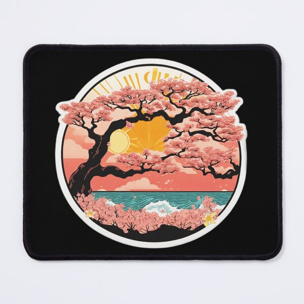 Item preview, Cherry Blossom Tree on the Beach with Ocean Waves and Hawaiian Flowers designed and sold by NautiChic.