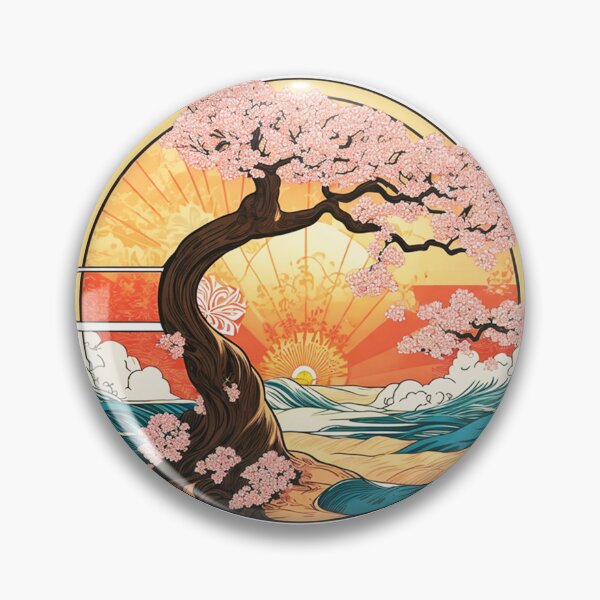 Item preview, Pink Blossom Tree on the Beach with Ocean Waves and Hawaiian Orchids designed and sold by NautiChic.