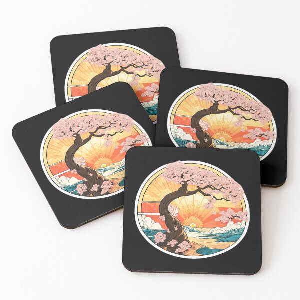 Item preview, Pink Blossom Tree on the Beach with Ocean Waves and Hawaiian Orchids designed and sold by NautiChic.