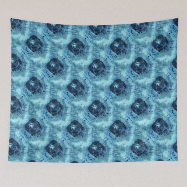 Item preview,  Seamless tie-dye pattern of indigo color on white silk.  Shibori dyeing. designed and sold by lamarmarina.