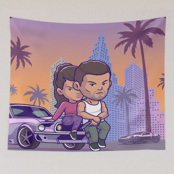 Item preview, City Cruise Romance: Cute Couple on a Sport Car" designed and sold by hjian8219.