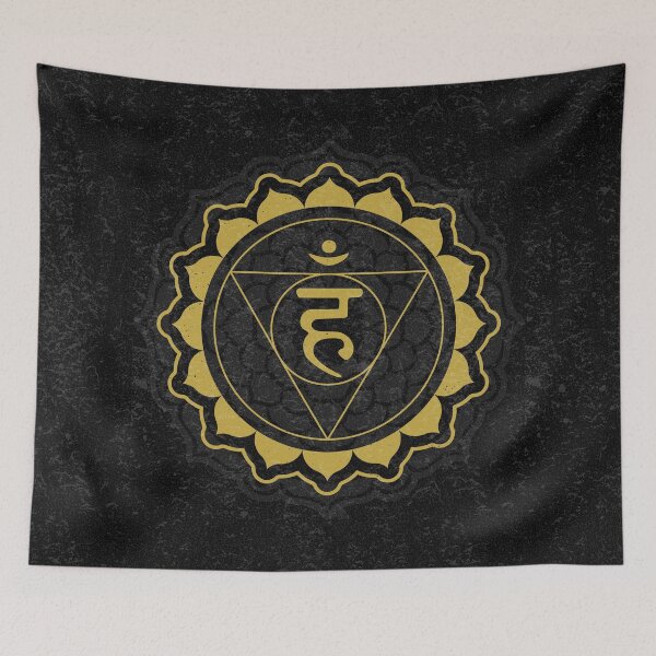 Item preview, Throat Chakra Mandala - Coal + Saffron designed and sold by Irene Estelle.