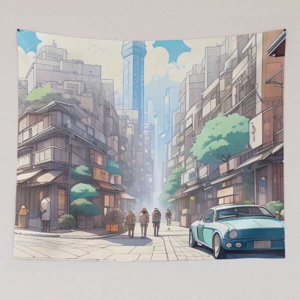 Item preview, Sunny Day in a Bustling Urban Landscape designed and sold by ArtComixHaven.