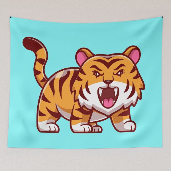 Item preview, "Roaring Majesty: Free Cute Tiger Cartoon Vector" designed and sold by hjian8219.