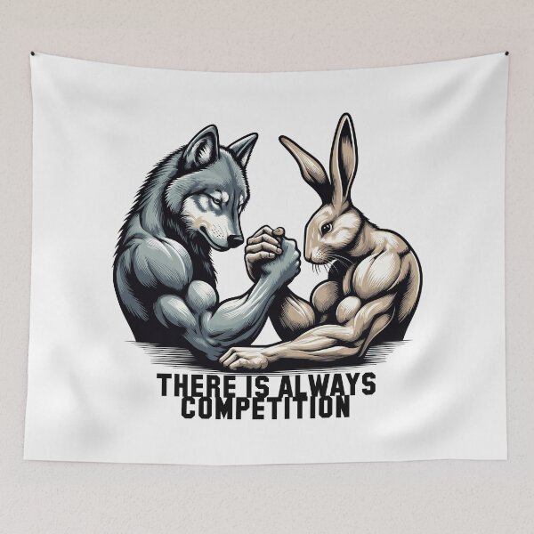 Item preview, Arm wrestling arm wrestling wolf and rabbit gift designed and sold by Pineapple-Tree.