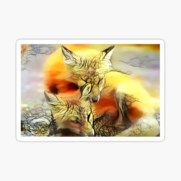 Redreaming Deep Dreamed Fox Twin Souls Sticker
