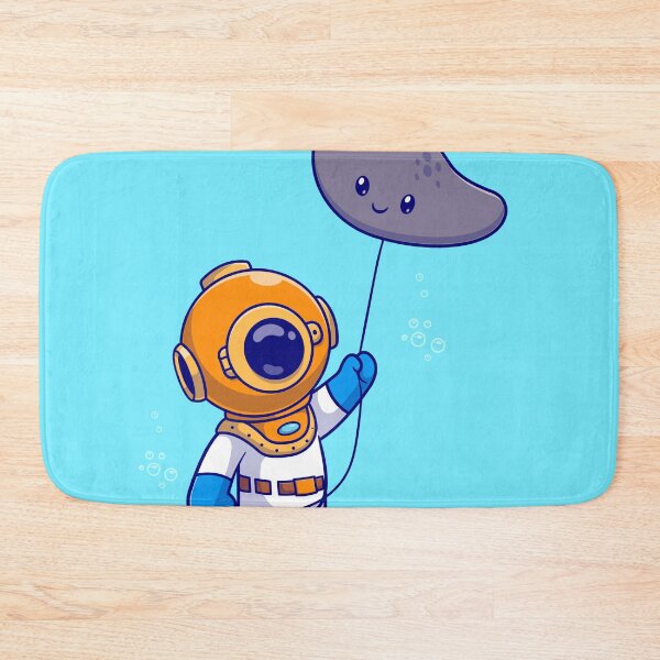 Item preview, Stingray Serenade: Cute Diver Playing with Balloon Fish designed and sold by hjian8219.
