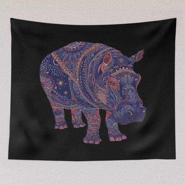 Item preview, Patterned hippopotamus - funny animal designed and sold by TheRealmWithin.