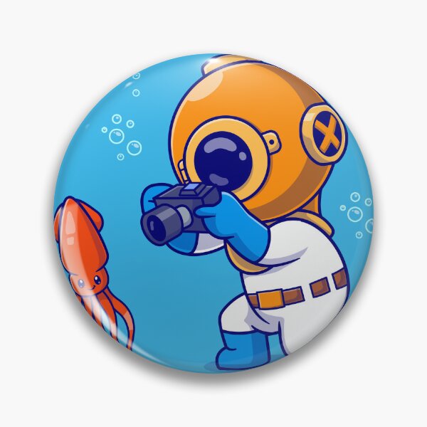 Item preview, Squid Snapshot: Cute Diver Capturing Marine Marvels" designed and sold by hjian8219.