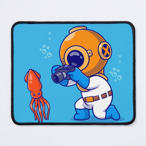 Item preview, Squid Snapshot: Cute Diver Capturing Marine Marvels" designed and sold by hjian8219.