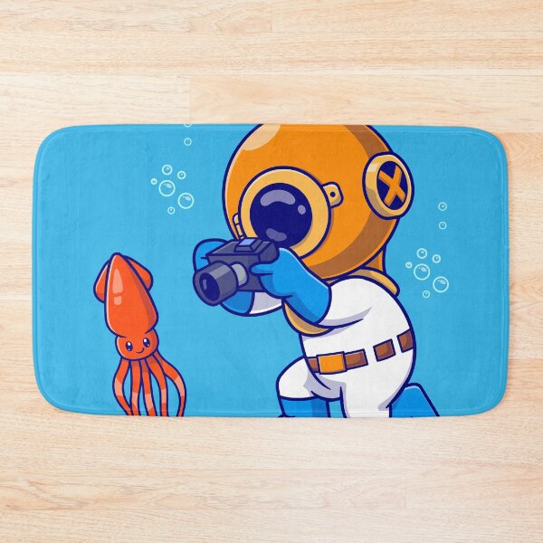 Item preview, Squid Snapshot: Cute Diver Capturing Marine Marvels" designed and sold by hjian8219.