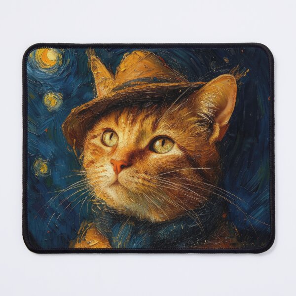 Item preview, Cat in a hat inspired by van Gogh designed and sold by ArtHouseNiklas.