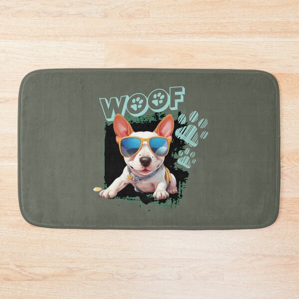 Item preview, Mini Pitbull Terrier with sunglasses Woof designed and sold by Ecmoprints.