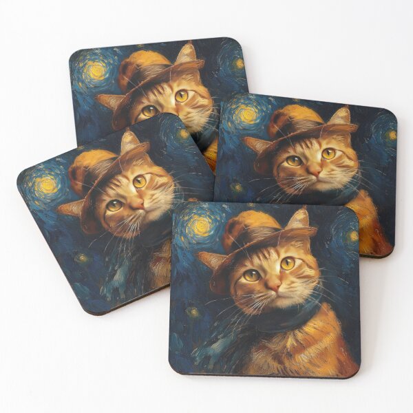 Item preview, Cat in a hat inspired by van Gogh designed and sold by ArtHouseNiklas.