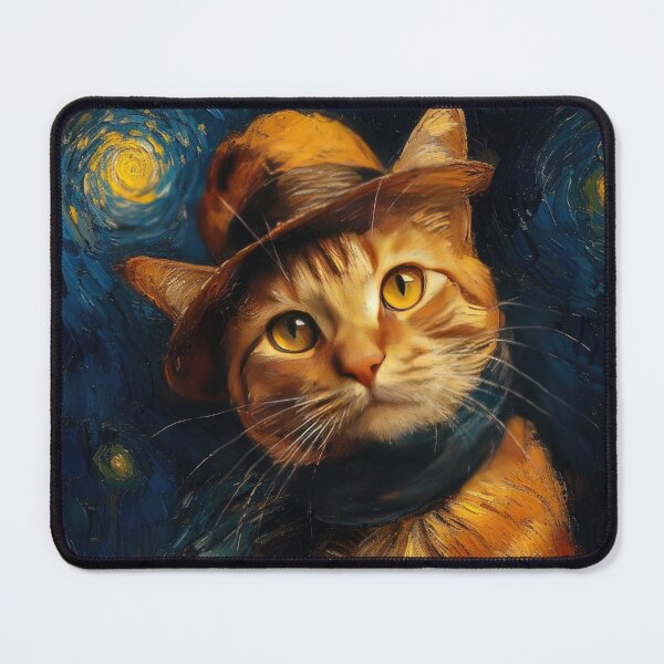 Item preview, Cat in a hat inspired by van Gogh designed and sold by ArtHouseNiklas.