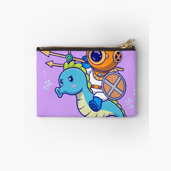 Item preview, Seahorse Guardian: Cute Diver Riding with Trident and Shield" designed and sold by hjian8219.