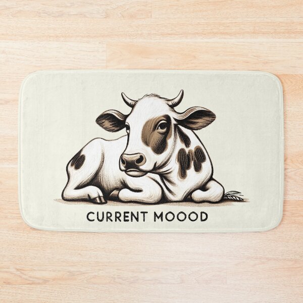 Item preview, "Current Mooood" - Relaxed Cow Illustration designed and sold by RuyaFab.