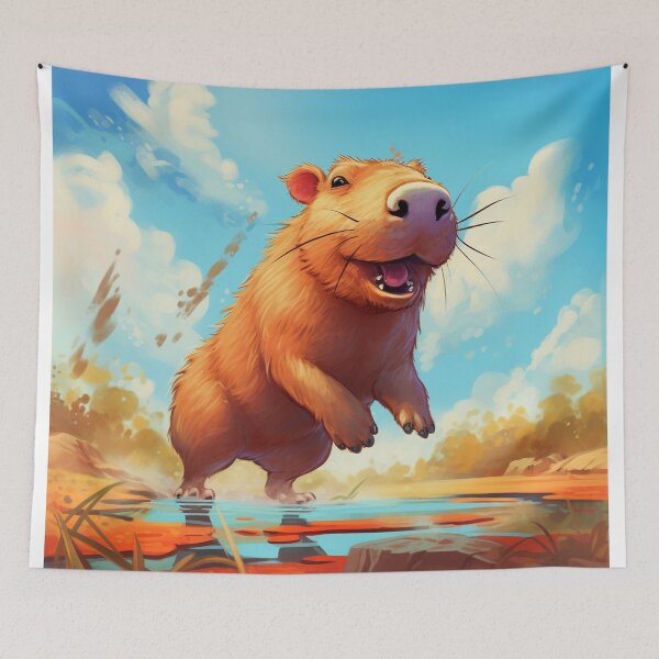 Item preview, Jumping Capybara Cartoon 1 designed and sold by AstroRisq.