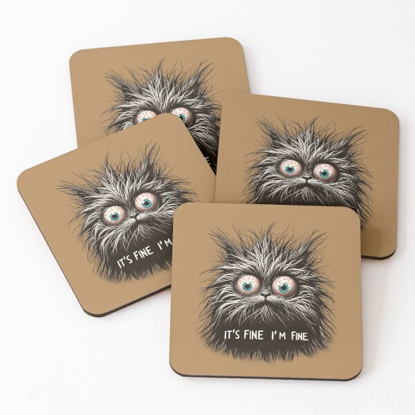 Item preview, "It's Fine I'm Fine" - Frazzled Cat Illustration designed and sold by RuyaFab.