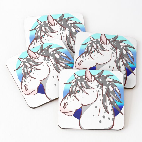Item preview, White spotted horse (blue background) designed and sold by BellasArt777.