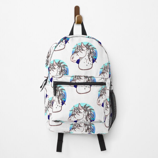 Item preview, White spotted horse (blue background) designed and sold by BellasArt777.