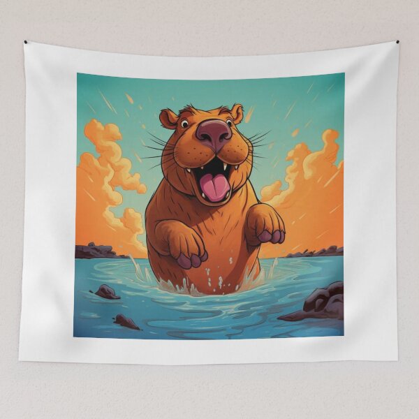 Item preview, Jumping Capybara Cartoon 2 designed and sold by AstroRisq.