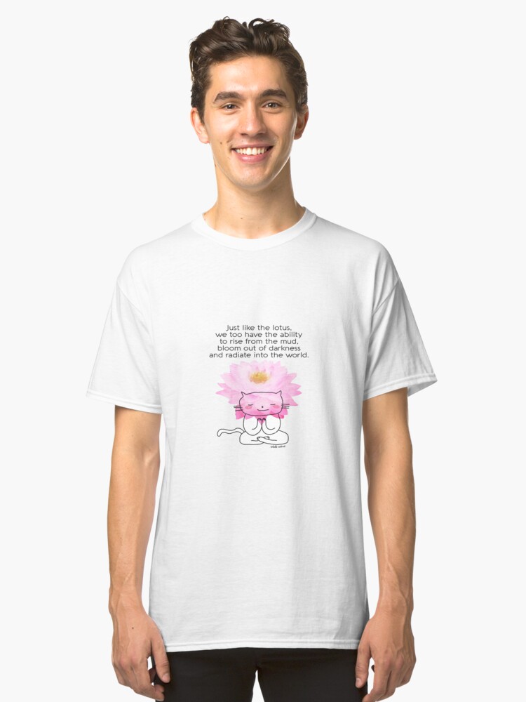 Tout Comme La Fleur De Lotus Un Dessin Zen Doodle De Chat T Shirt Classique