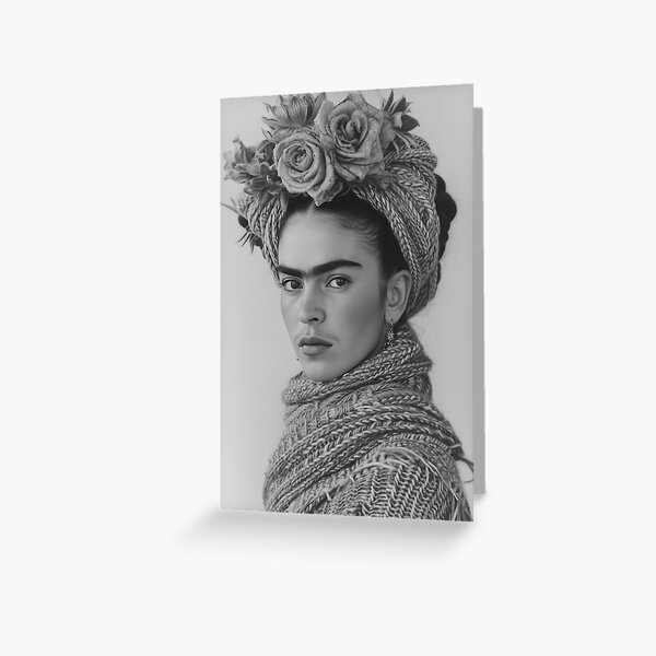 Aperçu de l'œuvre Portrait de Frida Kahlo en noir et blanc créée et vendue par ArtHouseNiklas.