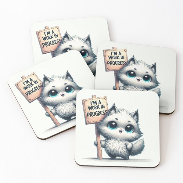 Item preview, "I'm a Work in Progress" - Cute Kitten Illustration designed and sold by RuyaFab.
