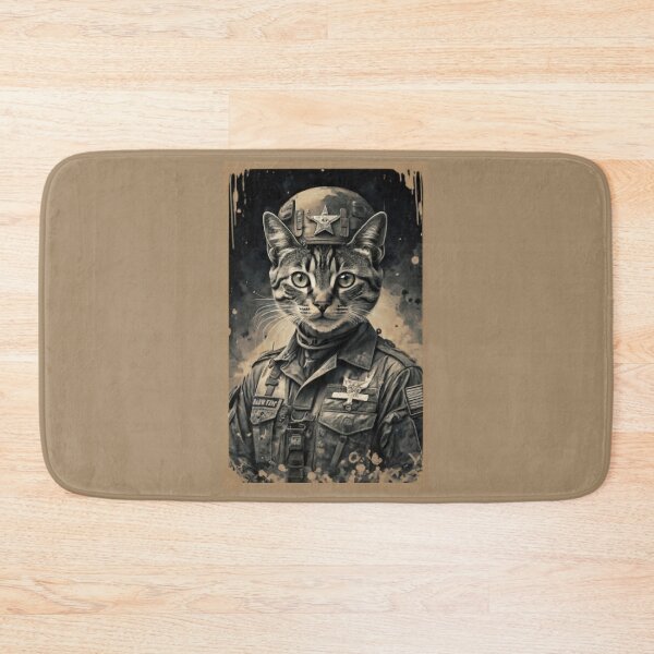 Item preview, Old patriotic cat in military uniform veteran designed and sold by BlueGoldArt.