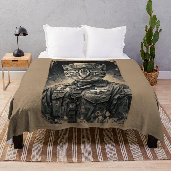 Item preview, Old patriotic cat in military uniform veteran designed and sold by BlueGoldArt.