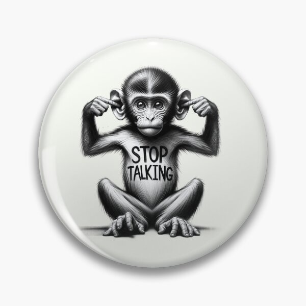 Item preview, "Stop Talking" - Monkey Gesture Illustration designed and sold by RuyaFab.