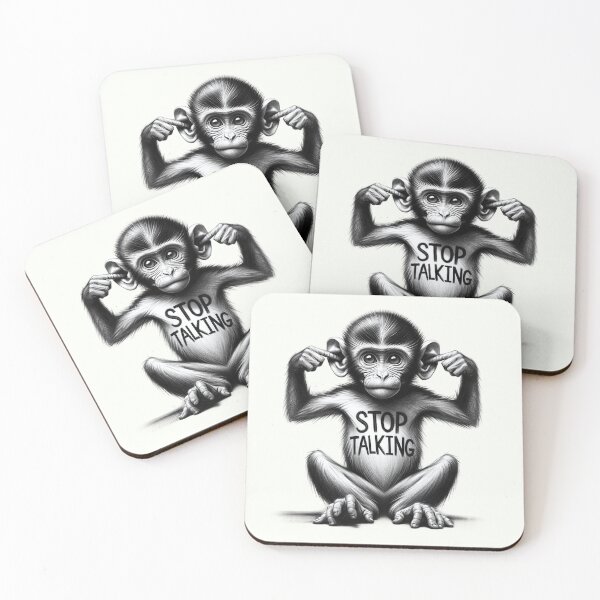 Item preview, "Stop Talking" - Monkey Gesture Illustration designed and sold by RuyaFab.