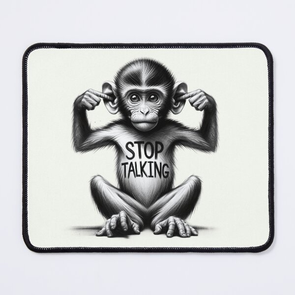 Item preview, "Stop Talking" - Monkey Gesture Illustration designed and sold by RuyaFab.