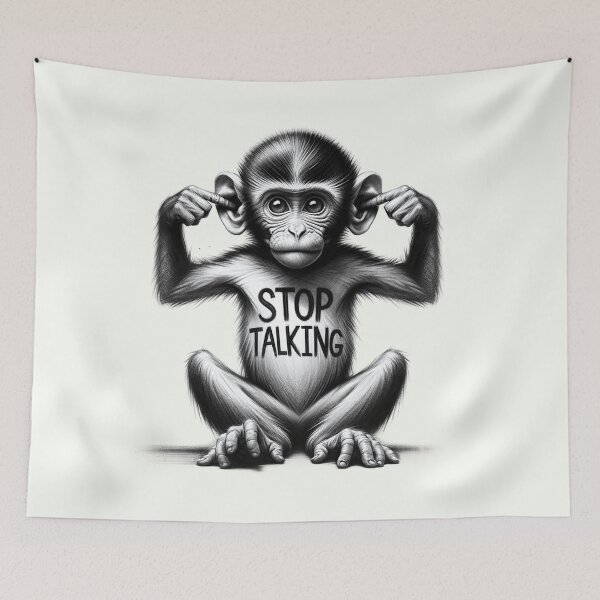 Item preview, "Stop Talking" - Monkey Gesture Illustration designed and sold by RuyaFab.