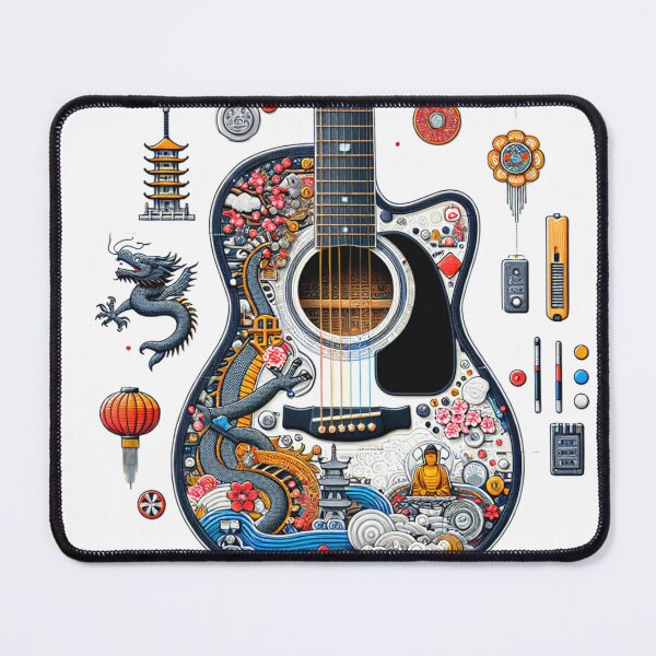 Item preview, Chinese Asian Themed Acoustic Guitar designed and sold by HippieFarms11.