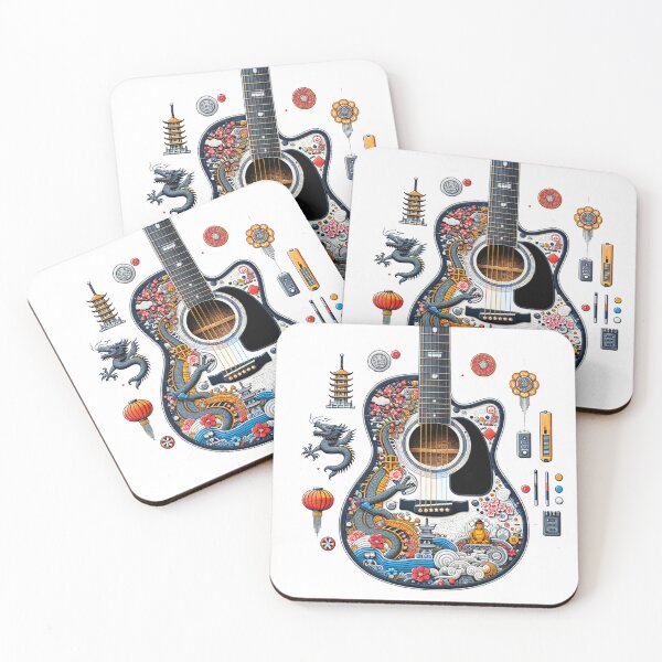 Item preview, Chinese Asian Themed Acoustic Guitar designed and sold by HippieFarms11.