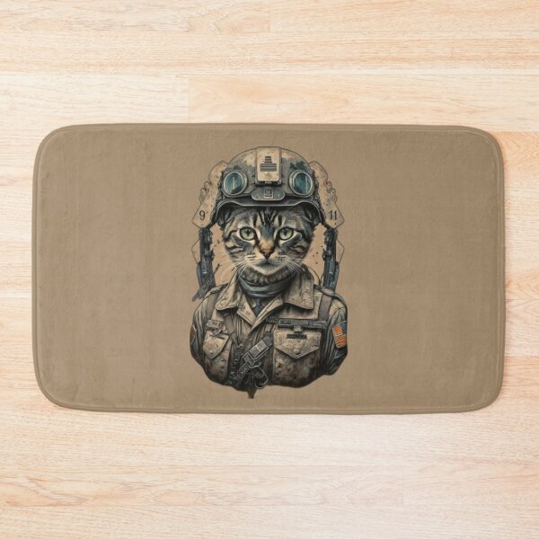 Item preview, Old photo with soldier patriotic cat military uniform designed and sold by BlueGoldArt.